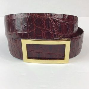 Anthropologie Cipriani Brown Italian Alligator Calfskin Belt | Large